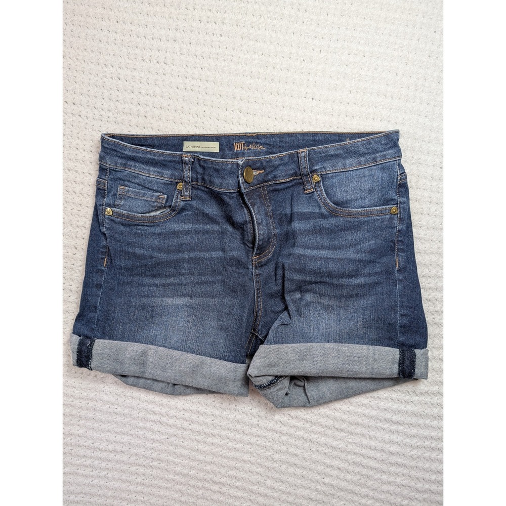KUT from the Kloth Catherine Boyfriend Shorts Dark Wash Denim Blue 8 Casual